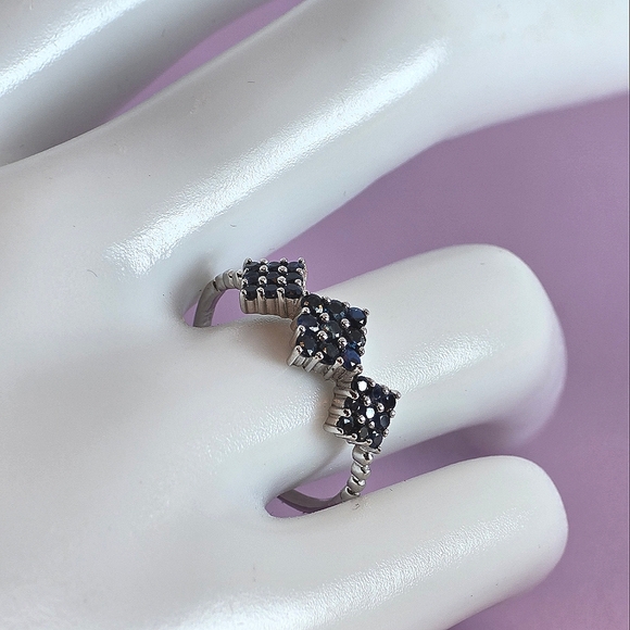 925 Sterling Silver Stackable Ring with Natural Blue Sapphire Gemstone - Picture 6 of 13